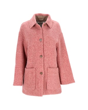 Acne Studios Single-Breasted Peacoat with Pockets in Pink Wool