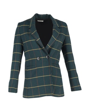 Anine Bing Houndstooth Dubbelknäppt Blazer i Grön Polyester