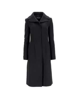 Dolce & Gabbana Midi Coat in Black Virgin Wool