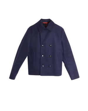 Alexander McQueen Korte Peacoat in Marineblauwe Schapenwol