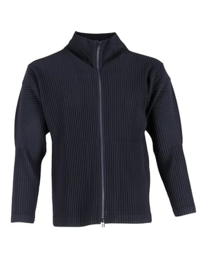Homme Plissé Issey Miyake Plisserad Zip-Up Cardigan i Marinblå Polyester