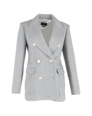 Isabel Marant Eleyani Double-Breasted Brushed Blazer in Grey Wool