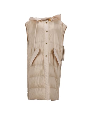 Moncler Genius 2 Moncler 1952 Camellias Long Vest in Beige Nylon