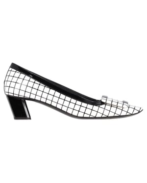 Roger Vivier Belle Vivier Graphic Grid Pumps in Wit Leer