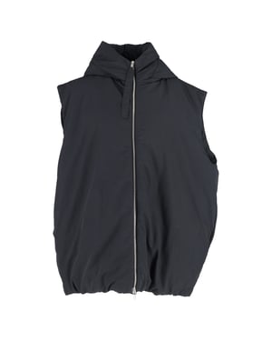 Jil Sander Hooded Down Vest in Black Recycled Polyester