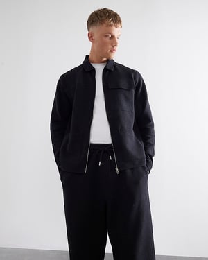 River Island Mens Smart Overshirt Black Long Sleeve Textured