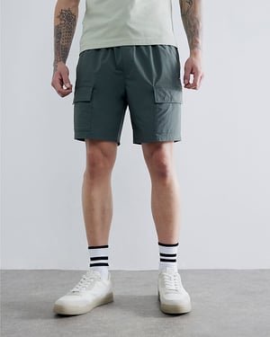 River Island Mens Cargo Shorts Green Stretch