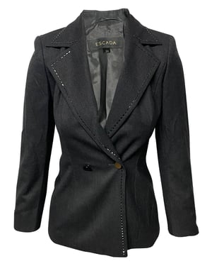 Escada Black Stone Trouser Suit Set in Black Wool