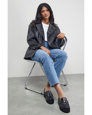 Faith: Beatie Leather Penny Chunky Creeper Loafers