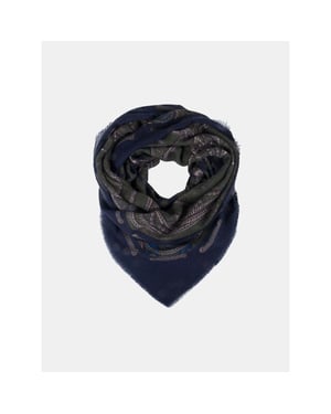 Mucho Gusto Wollen sjaal zürich blauw/groen met kettingprint