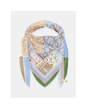 Mucho Gusto ® scarf st. tropez blauw bloem patchwork