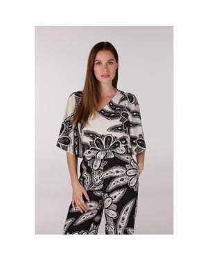 Jansen Amsterdam Fianna blouse wtt2 120 short sleeve off white/ black