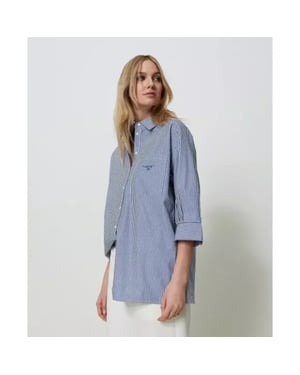 Twin-set Gestreept poplin overhemd met logo voeg toe aan verlanglijst € 159,00