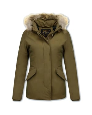 Beluomo Korte winterjassen met bontkraag jas donker