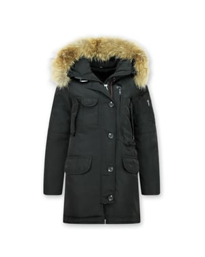 Gentile Bellini Lange parka winterjas met bontkraag