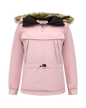 Matogla Anorak winterjas met bontkraag pink