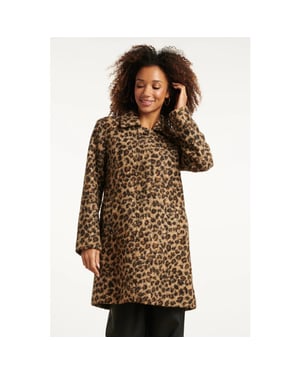 Smashed Lemon Bouclé dierenprint jas in camel en zwart |