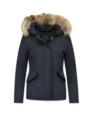 TheBrand Korte winterjas met bontkraag