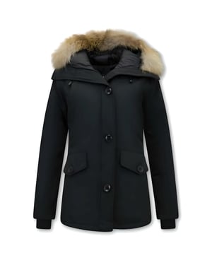 TheBrand Korte winterjas met bontkraag