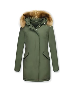 TheBrand Lange parka jas met bontkraag