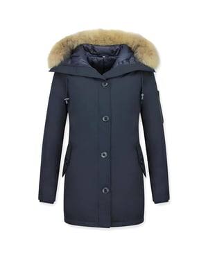 TheBrand Lange parka jas met bontkraag
