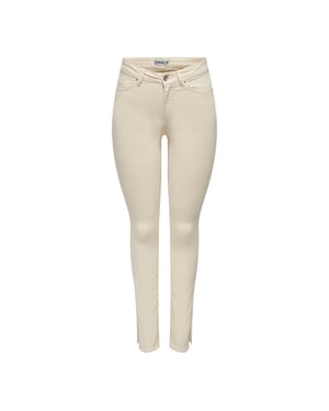 Only Onlblush mid slim long slit pant pn ecru