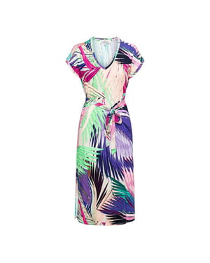 &Co Woman &co women jurk valerie leaf turquoise multi