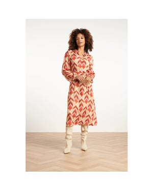 Smashed Lemon Aztec midi jurk in warmroze en camel |