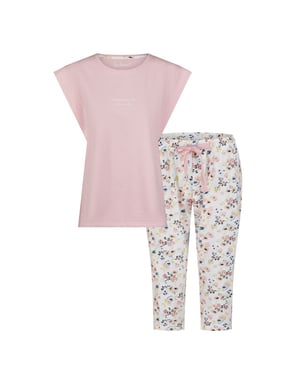 By Louise Dames capri pyjama set roze driekwart