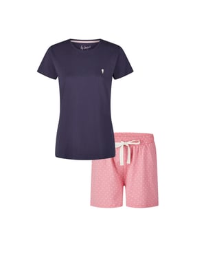 By Louise Dames korte pyjama set shortama blauw ice cream