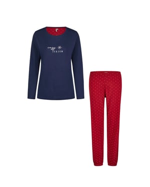 By Louise Dames pyjama set lang katoen blauw