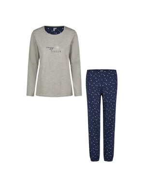 By Louise Dames pyjama set lang katoen grijs
