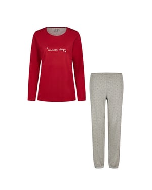 By Louise Dames pyjama set lang katoen rood