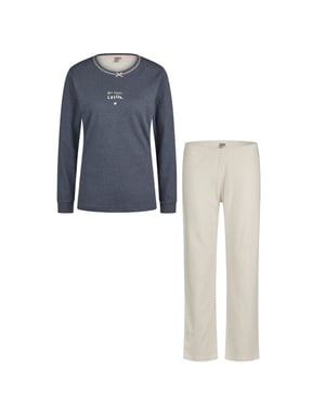 By Louise Dames winter pyjama set lang interlock blauw