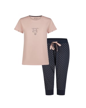 By Louise Essential dames capri pyjama driekwart aop roze
