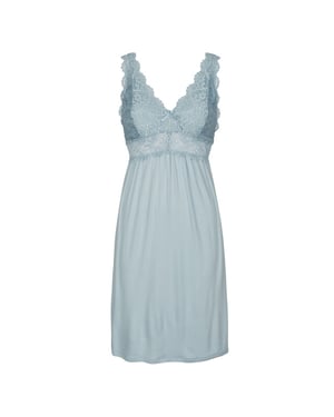 By Louise Slipdress dames nachthemd met kant blauw