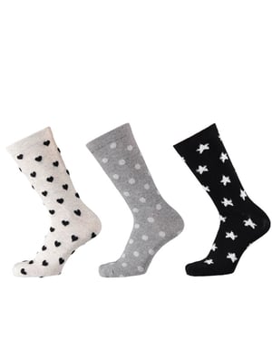 Apollo Fashion sokken dames hartjes stippen sterren print
