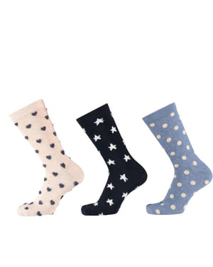 Apollo Fashion sokken dames hartjes stippen sterren print