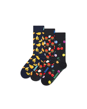 Happy Socks Classic sokken banaan kersen hamburger 3-pack