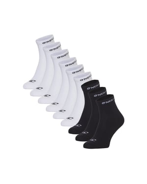 O'Neill Heren / dames enkelsokken quarter sokken 9-pack wit/zwart