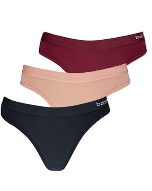 Apollo Dames string rood/roze/blauw bamboe 3-pack