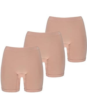Apollo Seamless dames short bamboe onderbroek met pijpjes naadloos huidskleur 3-pack
