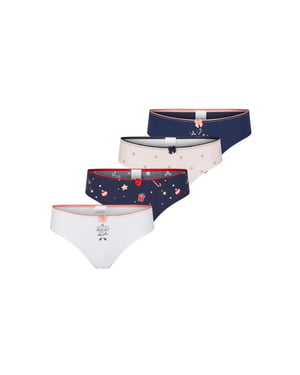 Happy Shorts Dames kerst slips 4-pack roze/blauw/wit