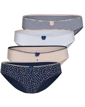 Happy Shorts Dames slips hartjes print valentijn 4-pack d688