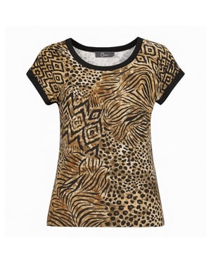 Geisha T-shirt with rib jersey aop dessin