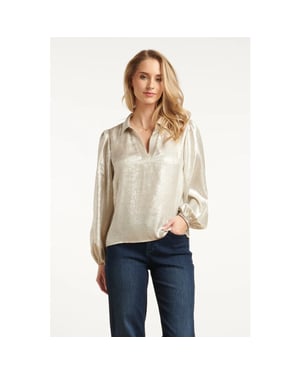 Smashed Lemon Damesglanzende top met trendy losvallende p... |
