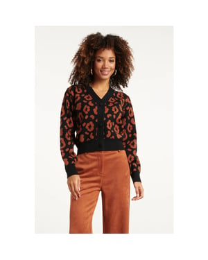Smashed Lemon Dierenprint vest zwart en cognac |