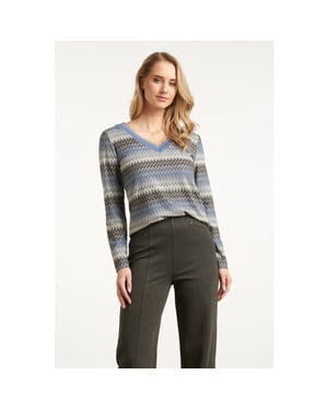 Smashed Lemon Lichtblauw en grijze top met zig-zag print |