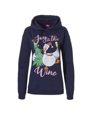 Apollo Dames kersttrui met capuchon joy the wine hoodie kerst print