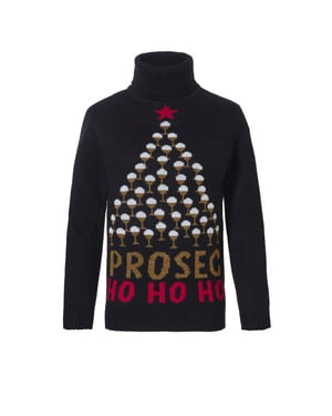 Apollo Dames kersttrui coltrui zwart prosec ho ho ho